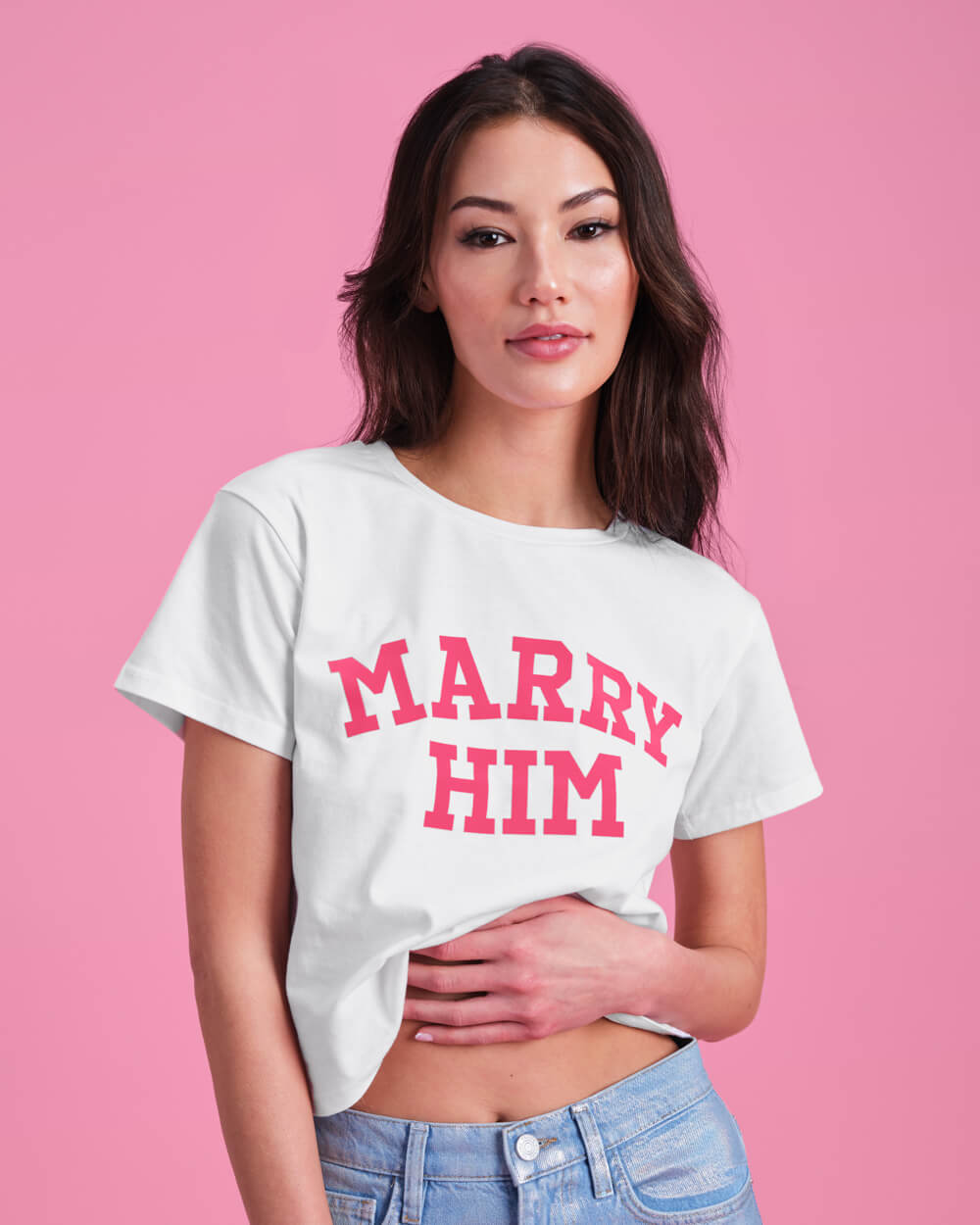 Marry Him Tee | Bride Bachelorette Crop T-Shirt – Miss To Mrs® Shop
