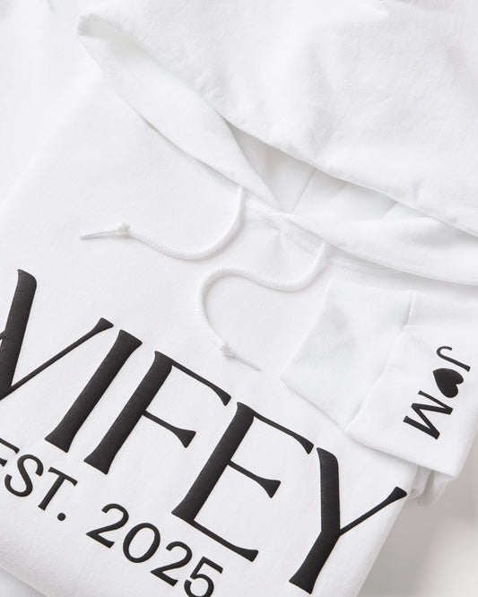 Embossed WIFEY & HUBBY Hoodies Bundle - Contrast
