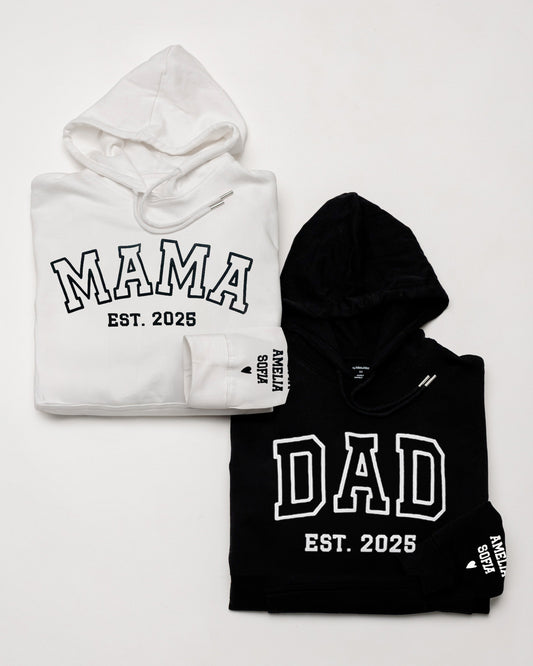 Embossed MAMA & DAD Hoodie/Joggers Sets - Contrast