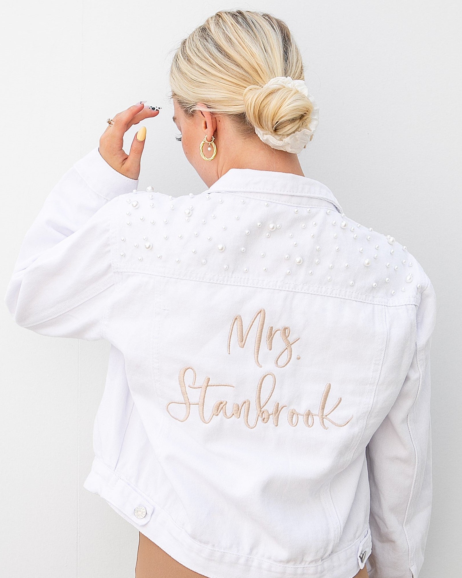 Embroidered BRIDE Denim Jacket – Personalized Bridal Jean Jacket