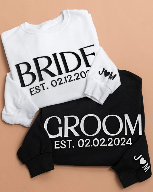 Embossed BRIDE & GROOM Sweatshirts Bundle - Contrast