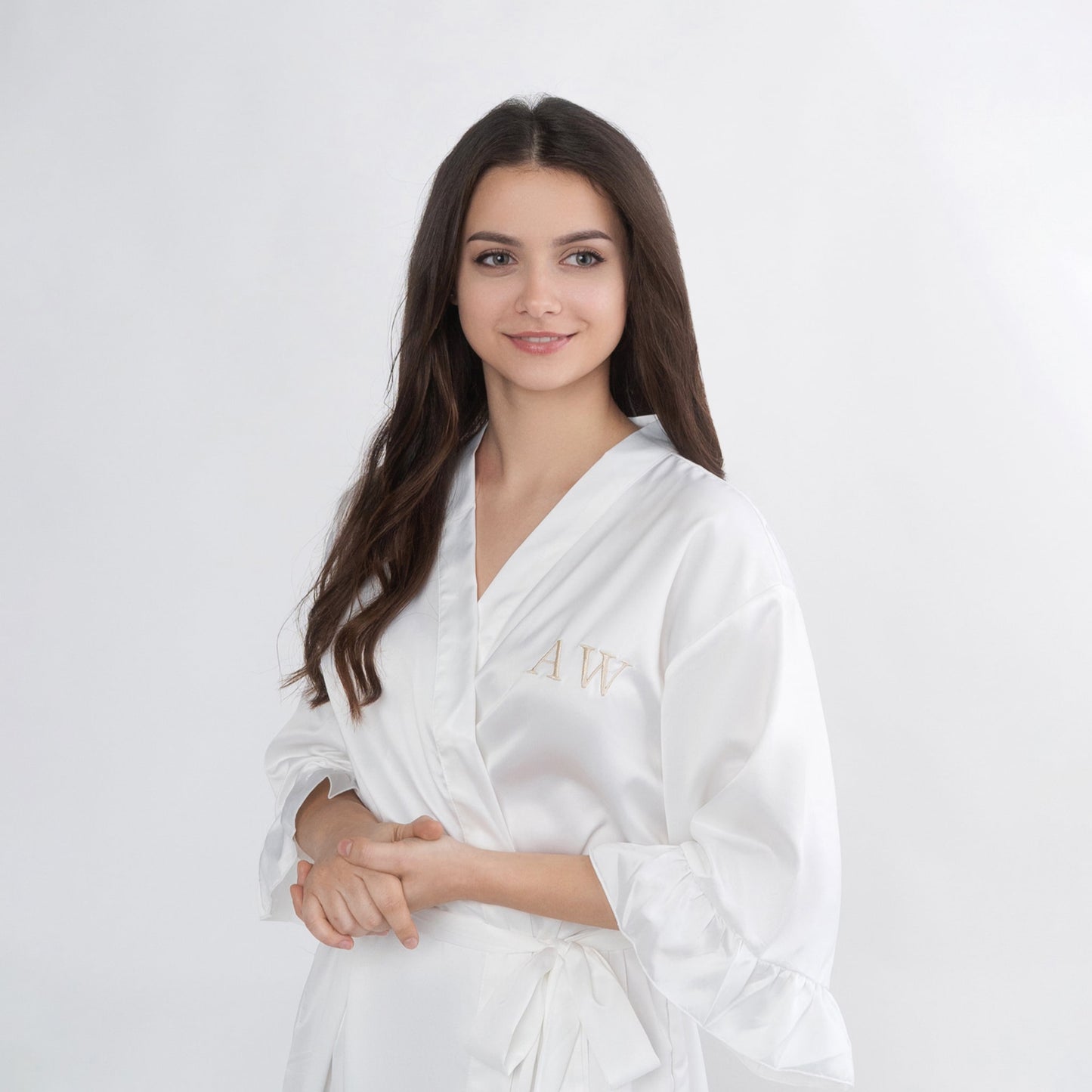 Personalized Luxury Silk Satin Ruffle Robe