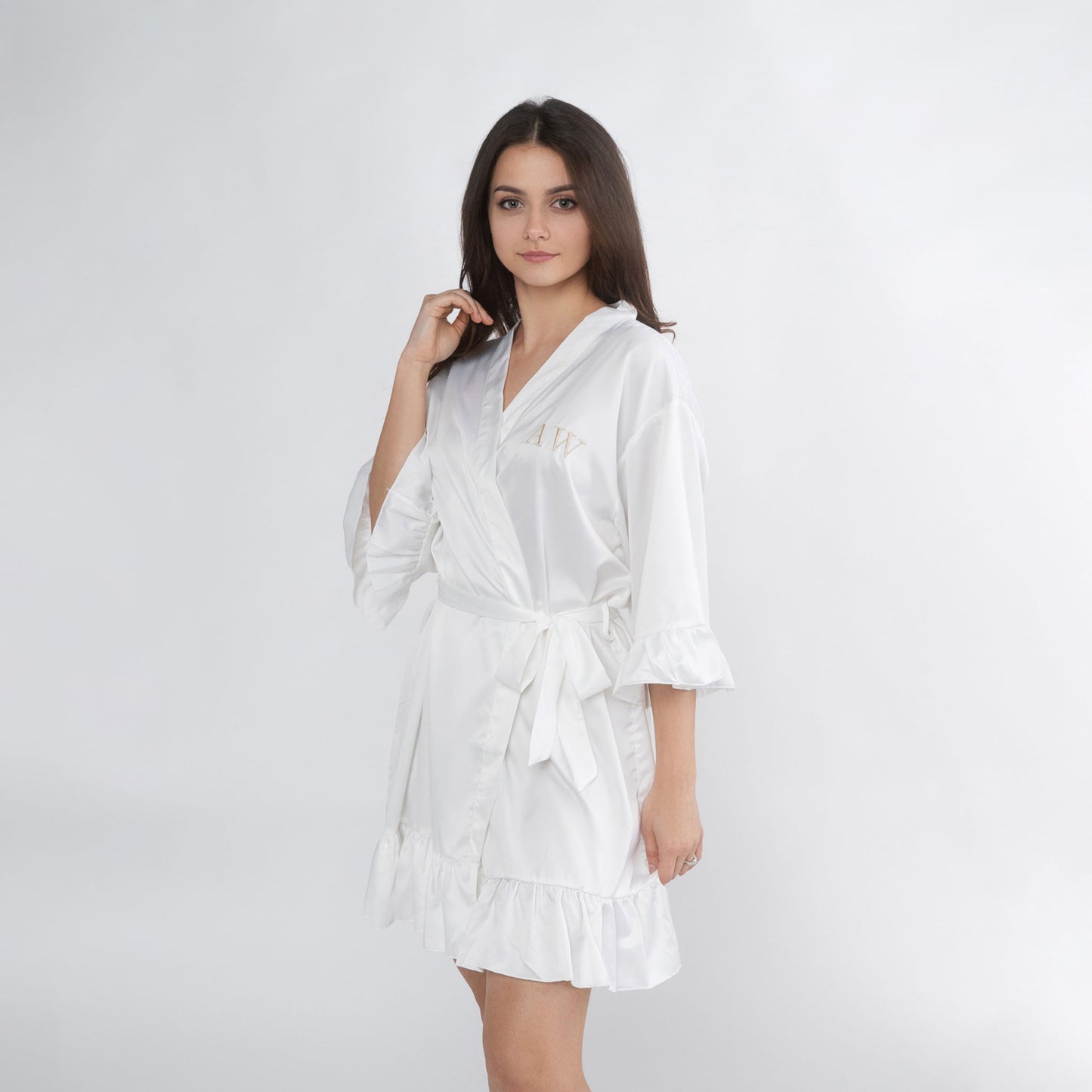 Personalized Luxury Silk Satin Ruffle Robe