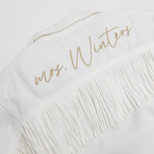 Embroidered Bride Jacket with Fringes