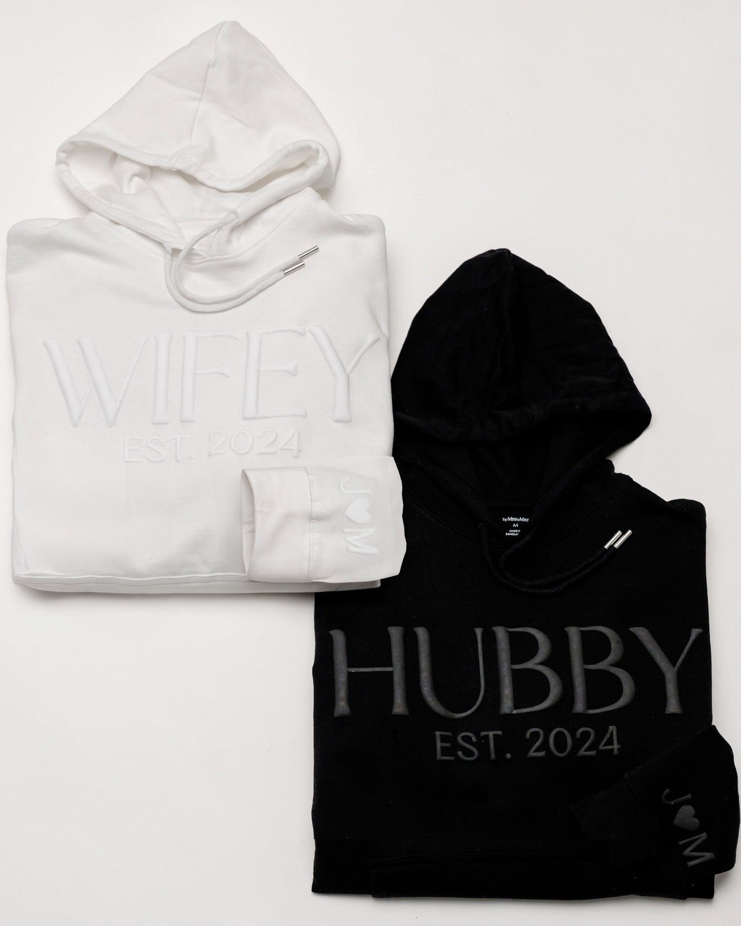 Embossed WIFEY & HUBBY Hoodies Bundle