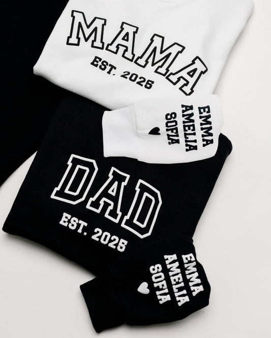 Embossed MAMA & DAD Sweatshirt/Joggers Sets - Contrast