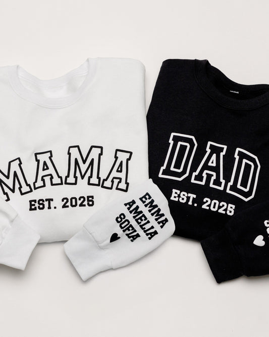 Embossed MAMA & DAD Sweatshirts Bundle - Contrast