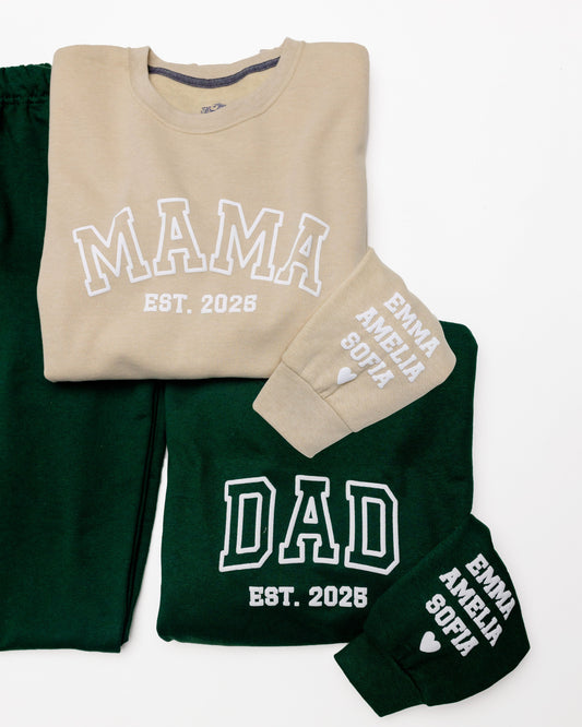Embossed MAMA & DAD Sweatshirts Bundle - Contrast