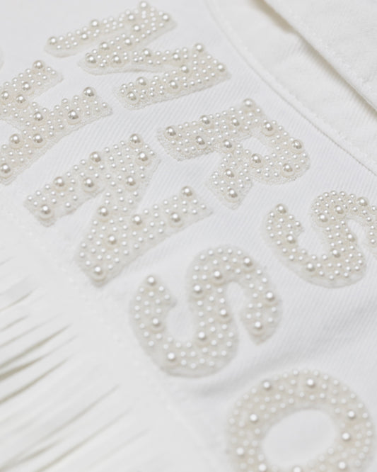 Custom Fringe Jacket with Pearl Patches