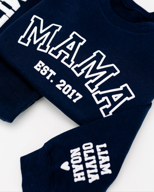 MAMA Crewneck & Joggers Set (3D Puff, Contrast)