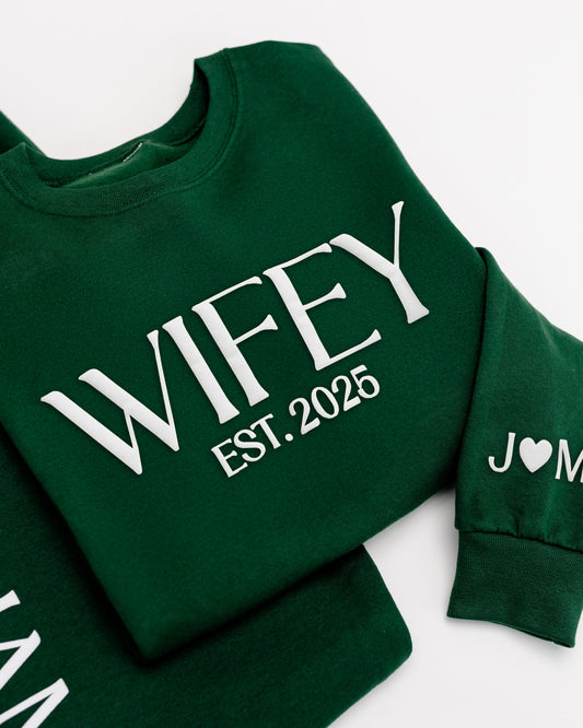 Embossed WIFEY Sweatshirt & Joggers Set - Contrast