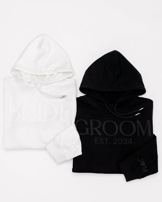 Embossed BRIDE & GROOM Hoodies Bundle - Monochrome