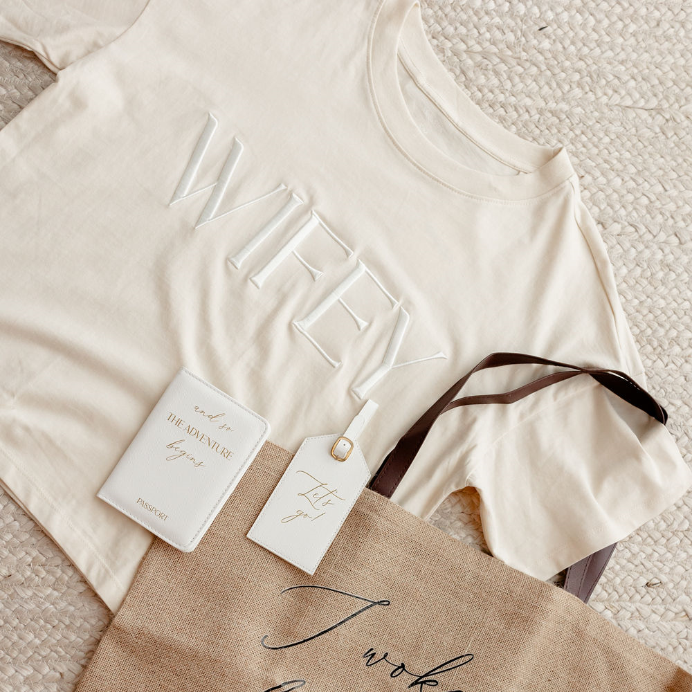 Embroidered WIFEY T-shirt - Ivory Cream
