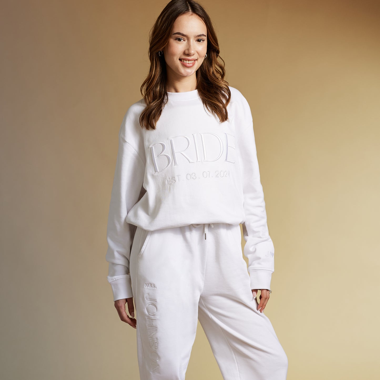 Embroidered BRIDE Sweatshirt - White