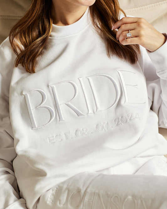 Embroidered BRIDE Sweatshirt - White