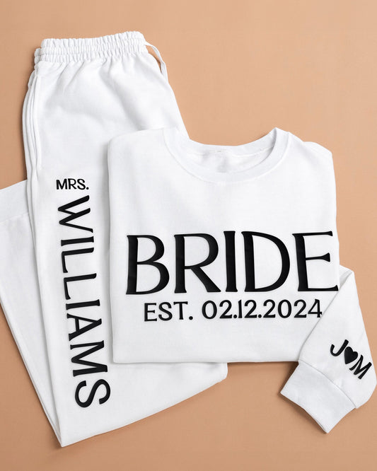 Embossed BRIDE Sweatshirt & Joggers Set - Contrast