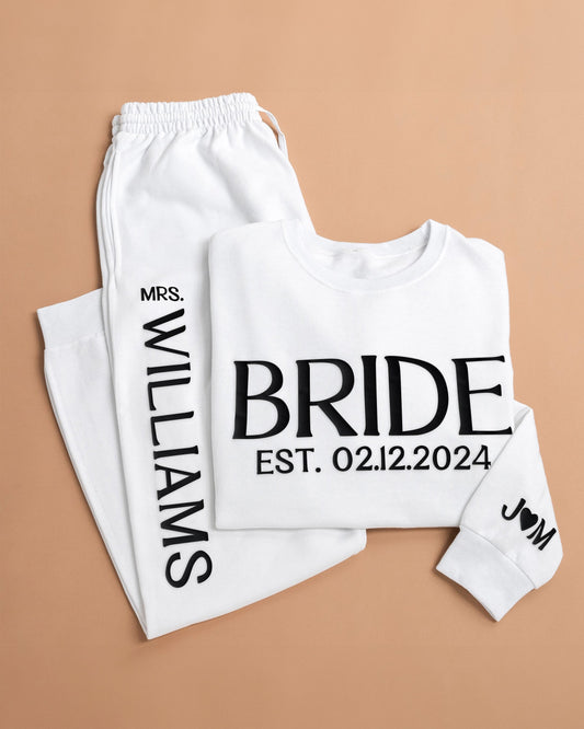 Embossed BRIDE Sweatshirt & Joggers Set - Contrast