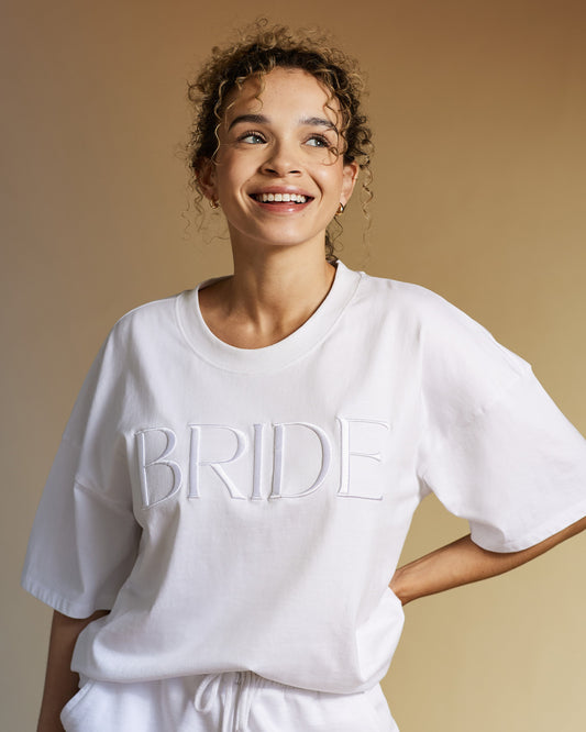 Embroidered BRIDE T-shirt - White