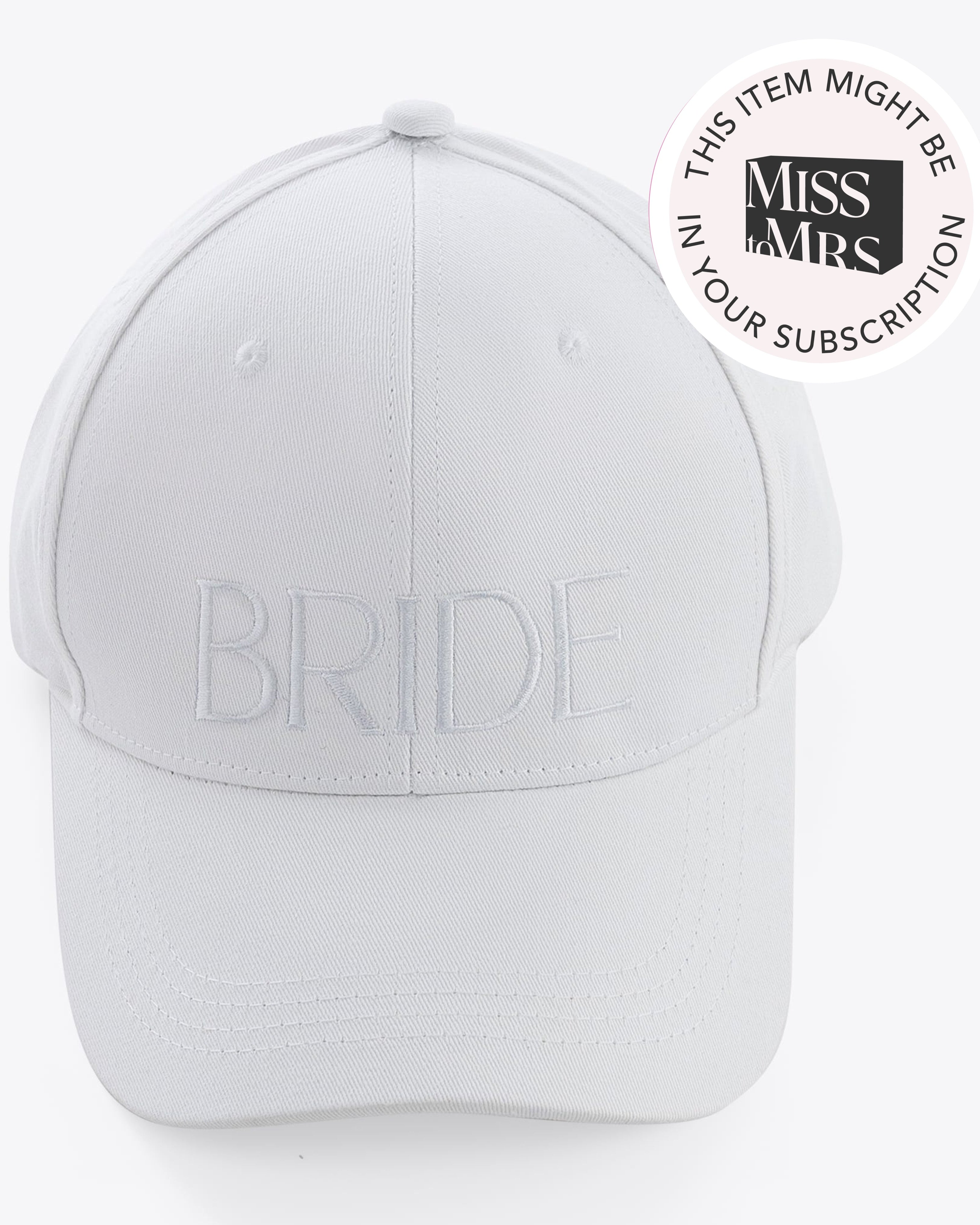 BRIDE Embroidered Baseball Hat - White – Miss To Mrs® Shop display picture 2