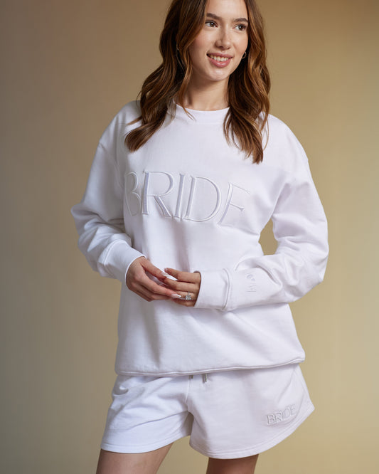 Embroidered BRIDE Sweatshirt & Shorts Set