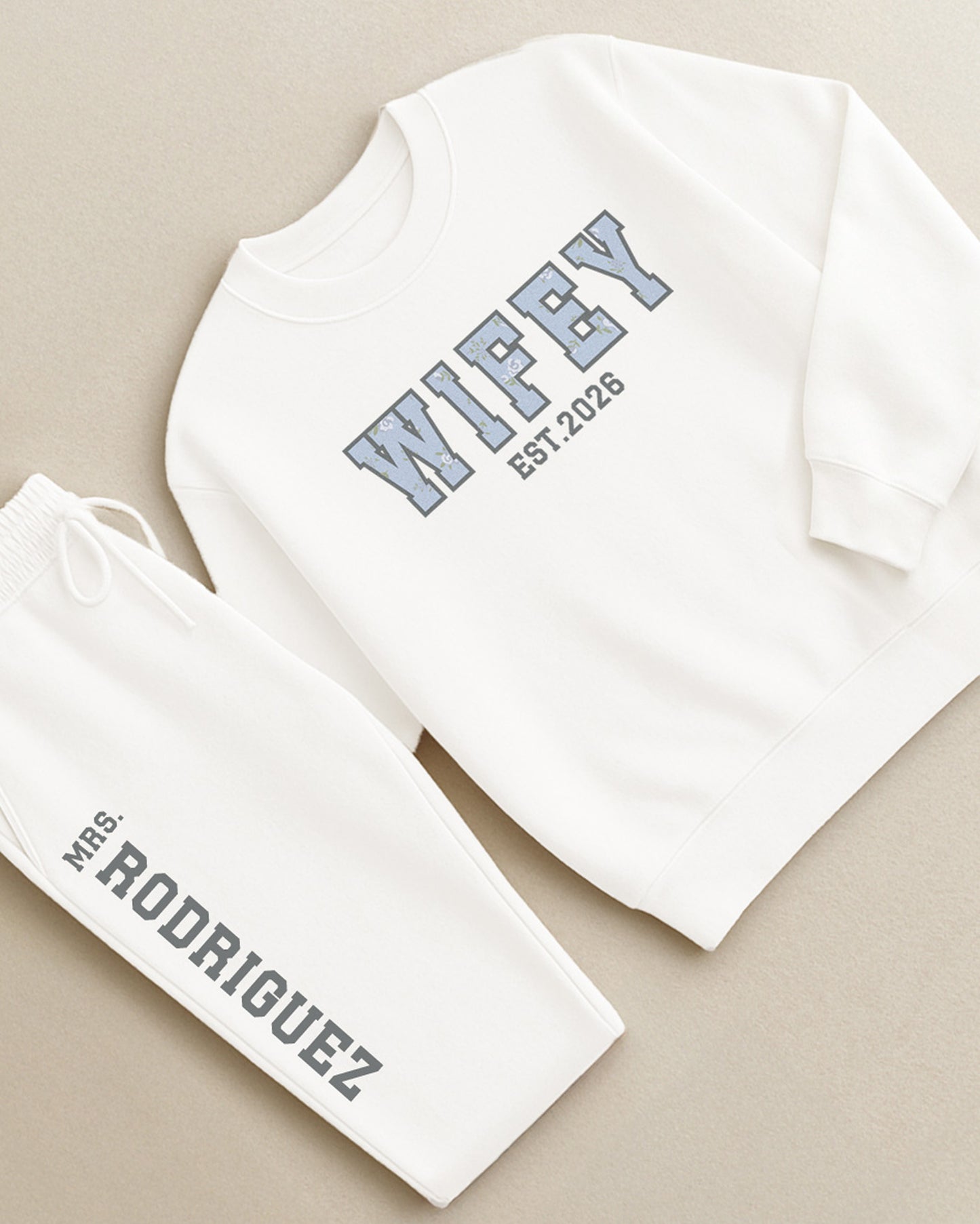 BRIDE/WIFEY Varsity Crewneck & Joggers Set