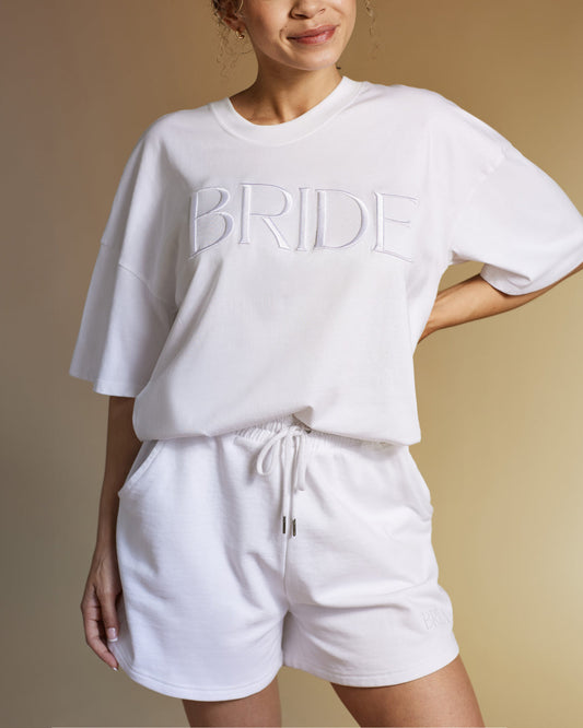 Embroidered BRIDE T-shirt & Shorts Set