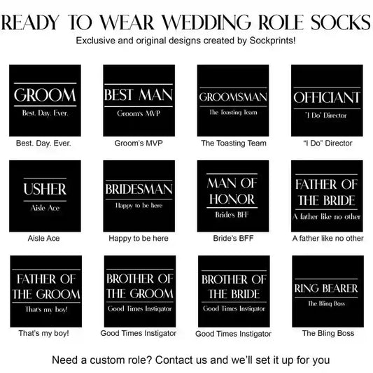 Classic Wedding Role Socks with Funny Sayings