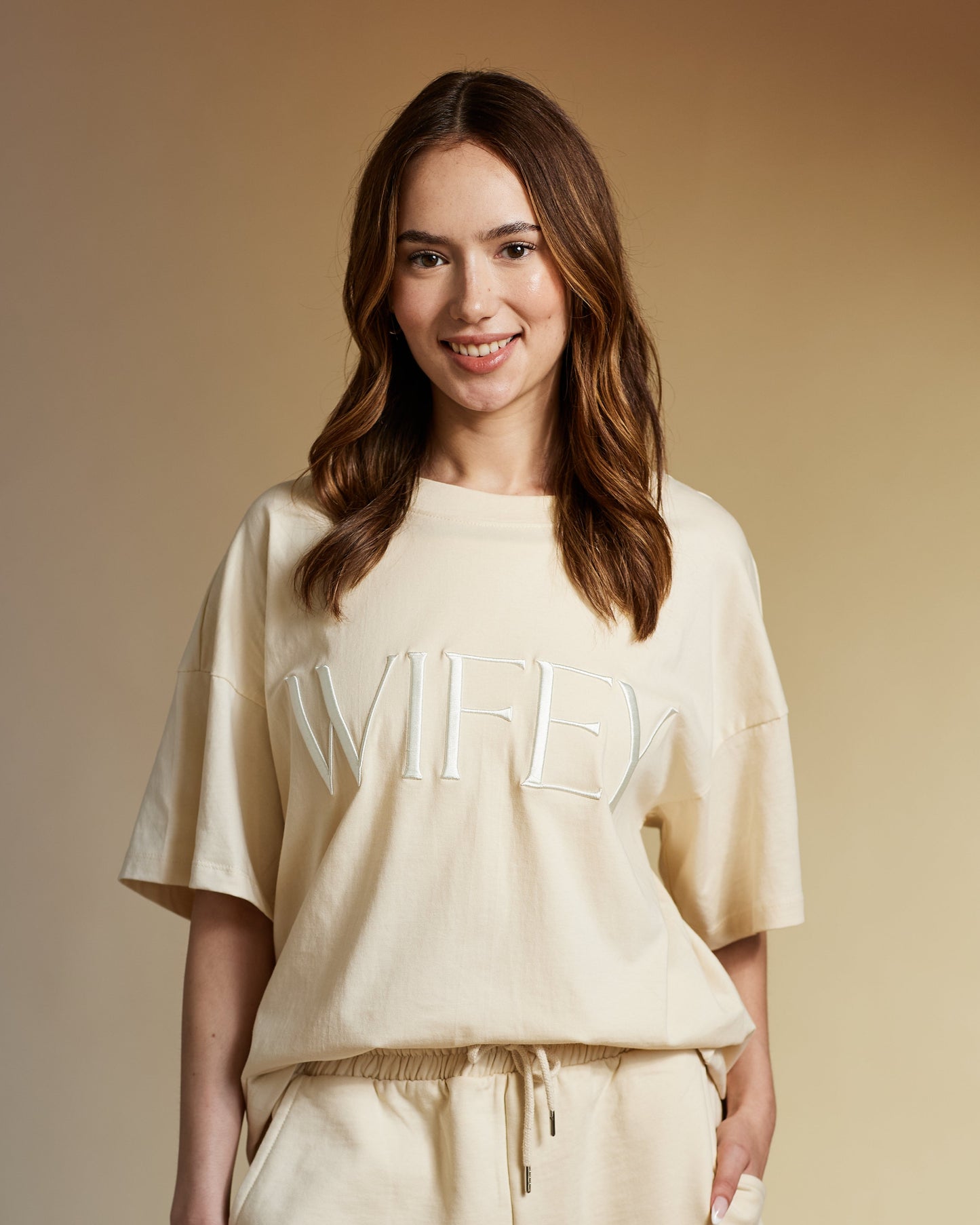 Embroidered WIFEY T-shirt & Joggers Set
