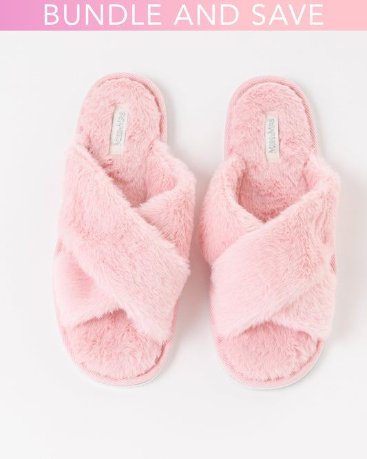 Fluffy Faux-Fur Bridal Party Slippers - Bundle & Save