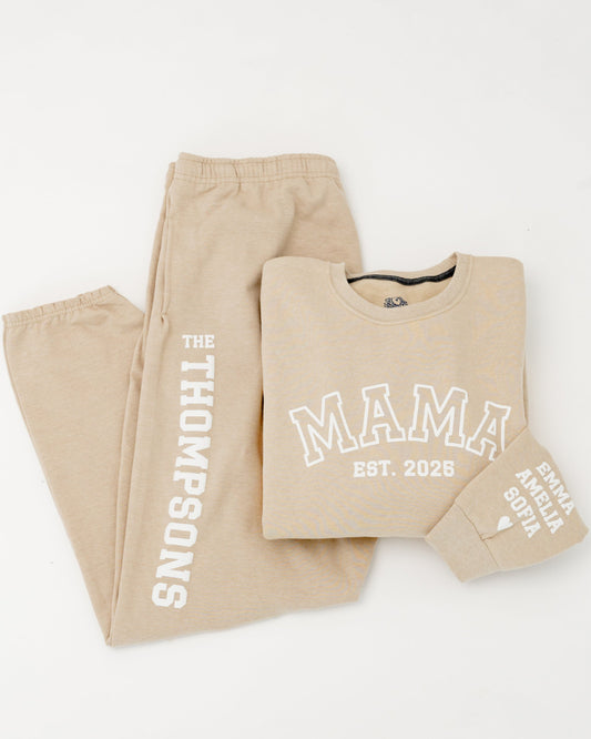 Embossed MAMA Sweatshirt & Joggers Set - Contrast
