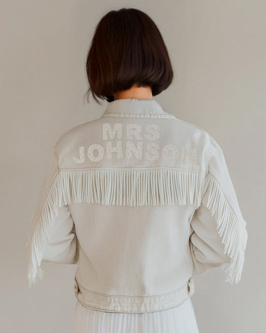 Custom Fringe Jacket with Pearl Patches