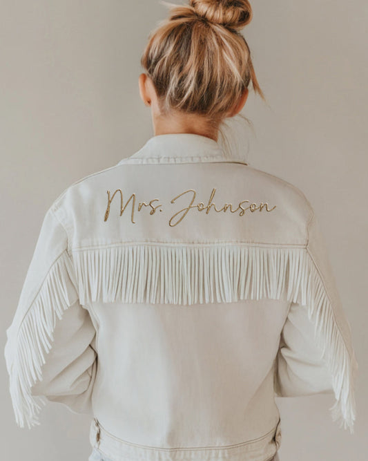 Embroidered Bride Jacket with Fringes