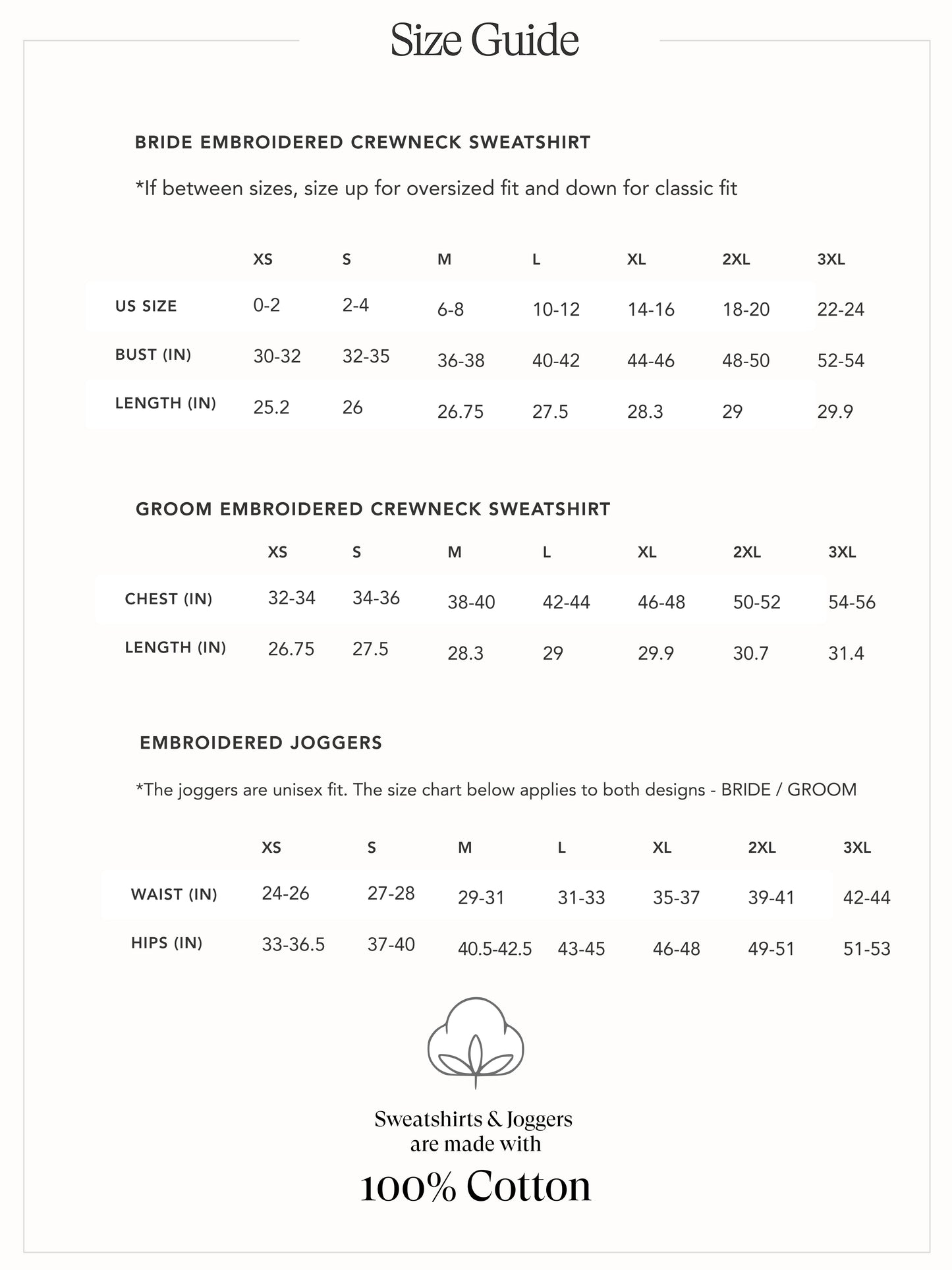 BRIDE + GROOM Crewnecks & Joggers Set (Embroidered)