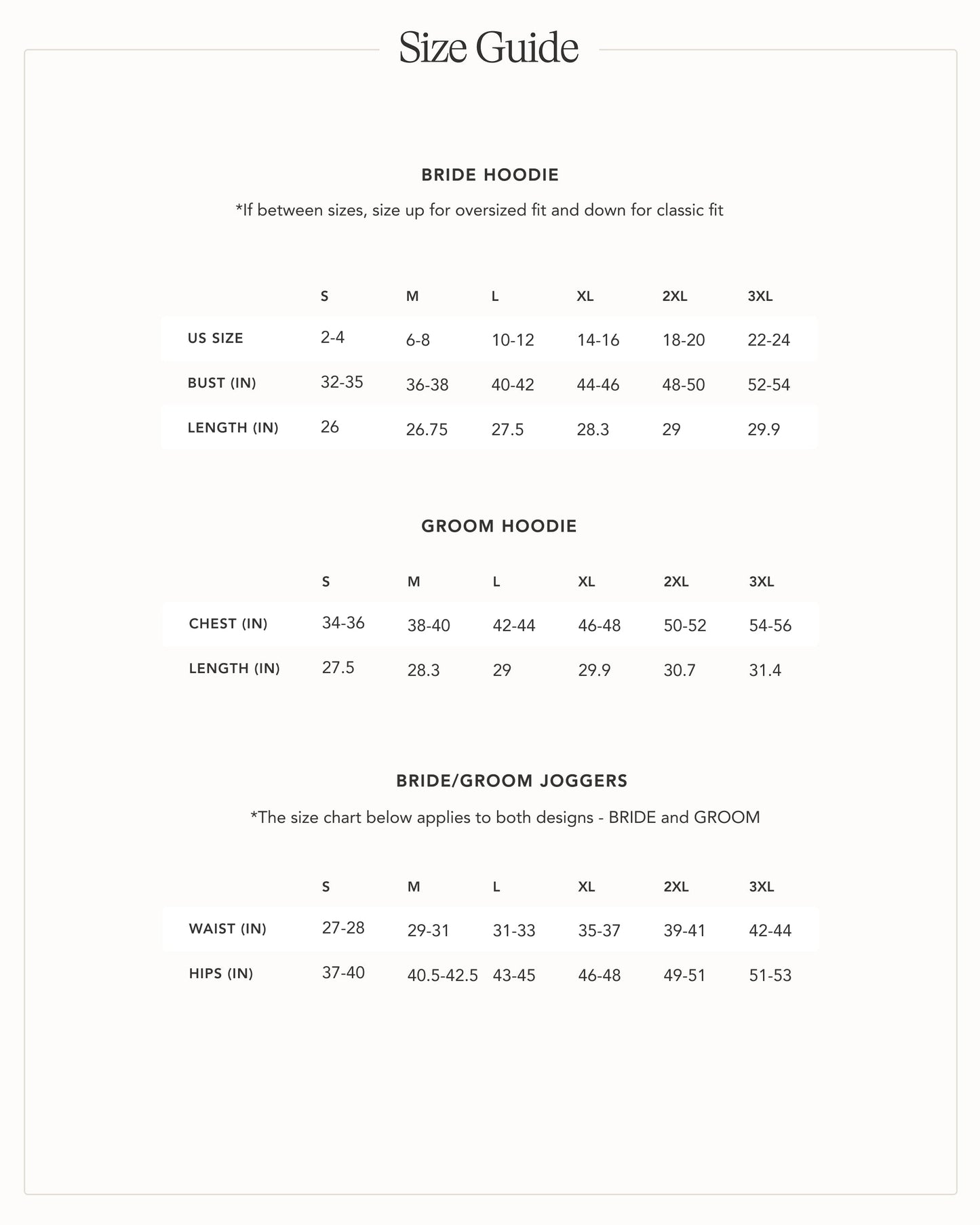 Embossed BRIDE & GROOM Hoodie/Joggers Sets