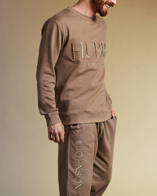 Embroidered HUBBY Sweatshirt & Joggers Set