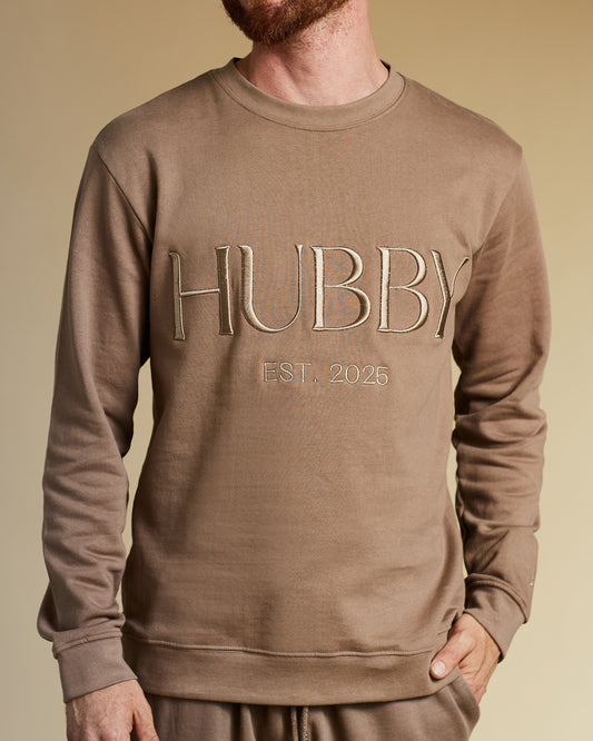 Embroidered HUBBY Sweatshirt - Mocha