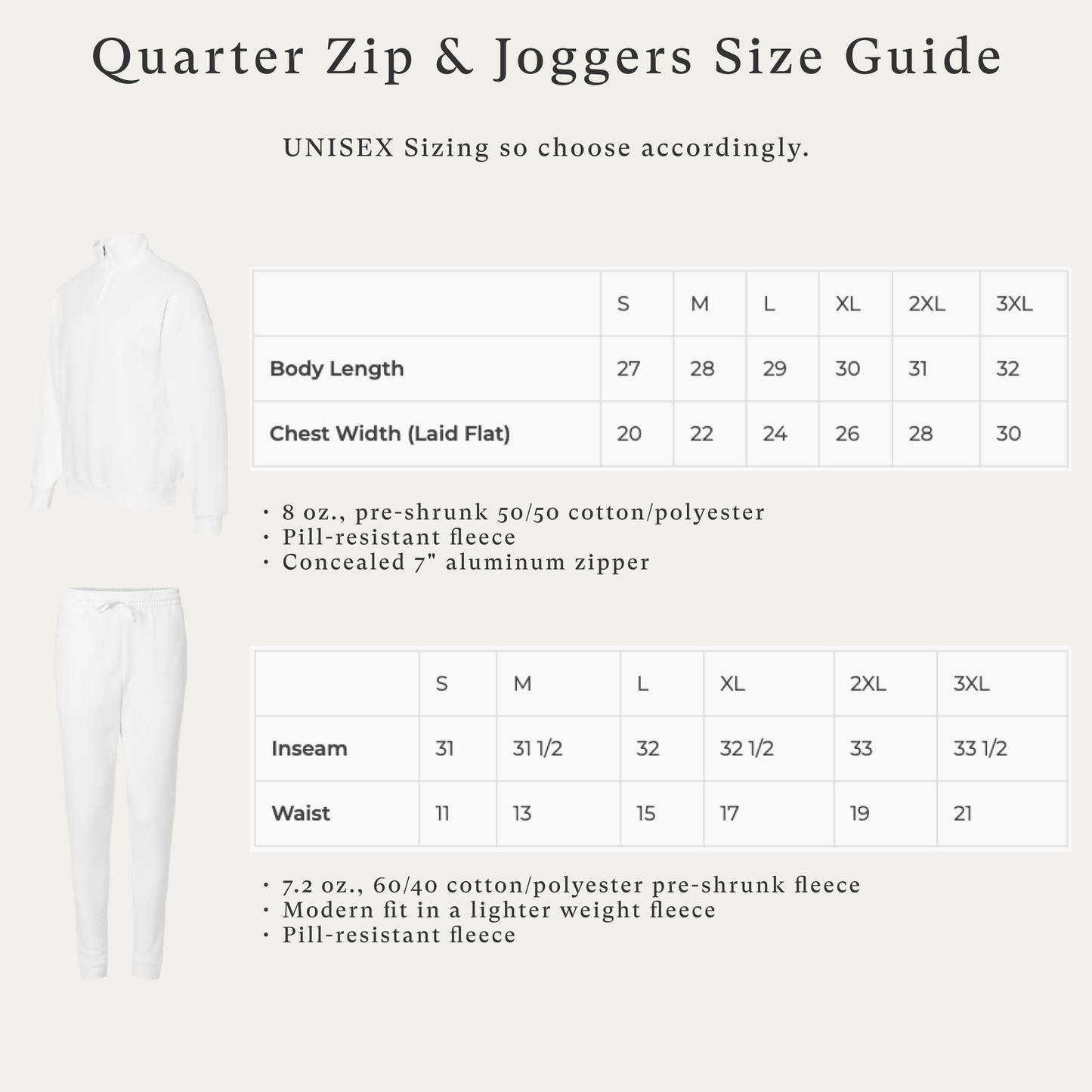 MR + MRS Quarter Zips & Joggers Sets (3D Puff)