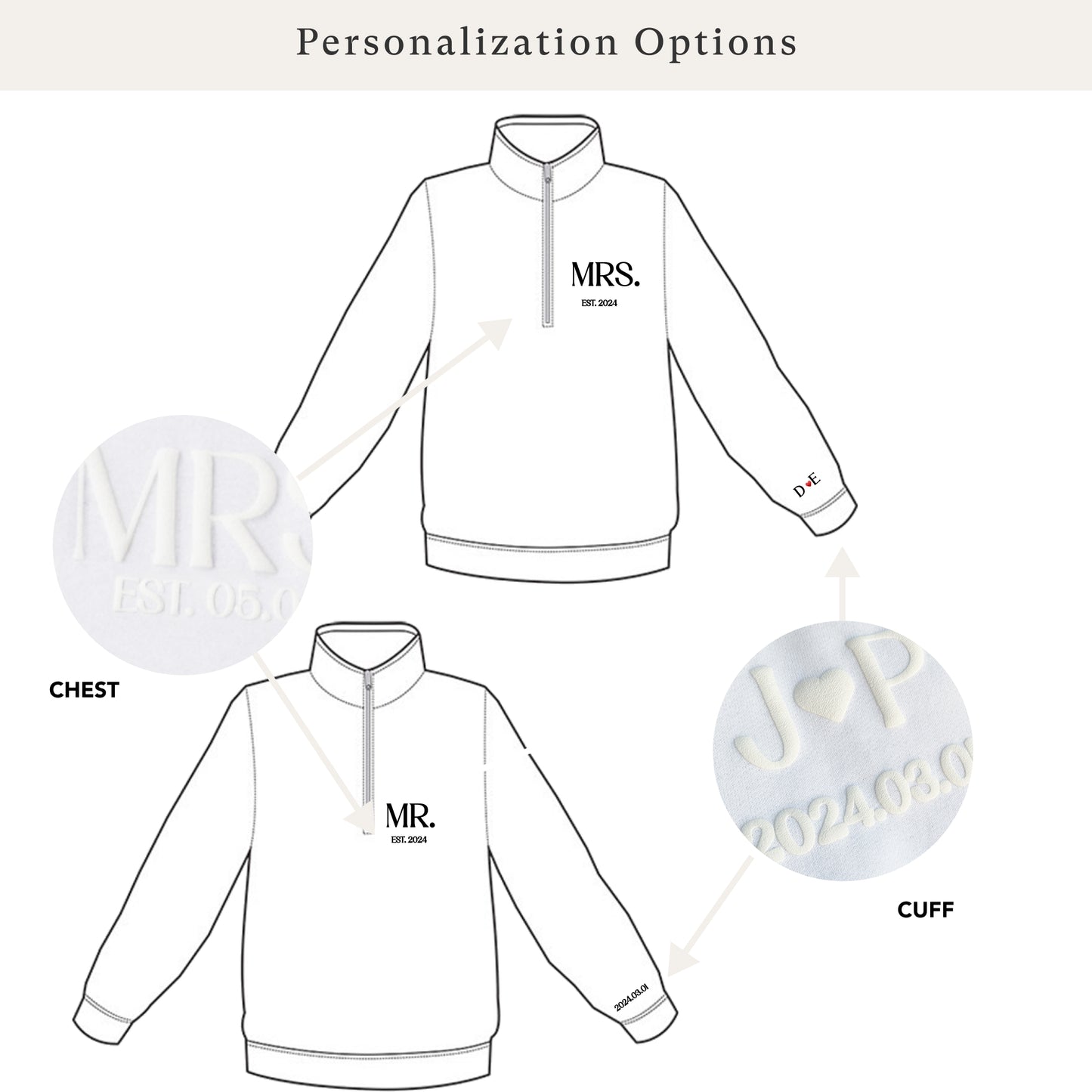 Embossed MR & MRS Quarter Zips Bundle
