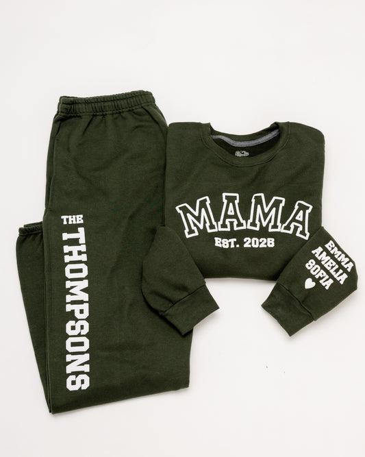Embossed MAMA Sweatshirt & Joggers Set - Contrast