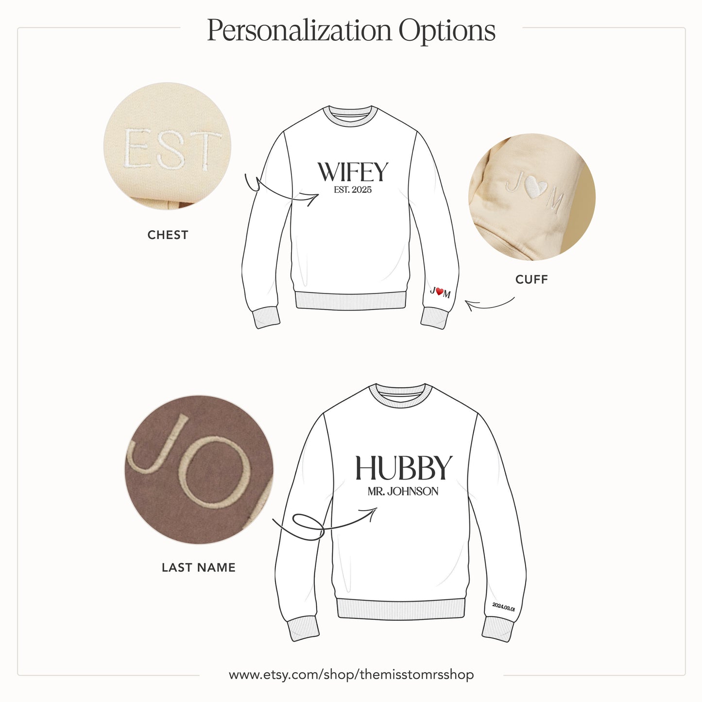 Embroidered WIFEY & HUBBY Sweatshirts Bundle
