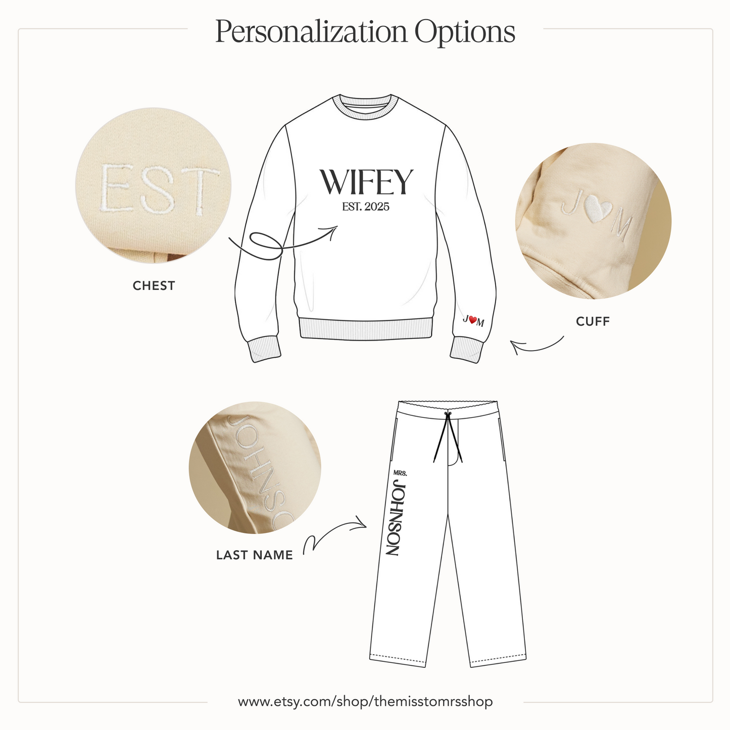 Embroidered WIFEY Sweatshirt & Joggers Set