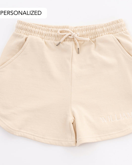 Personalized Embroidered Shorts - Ivory Cream