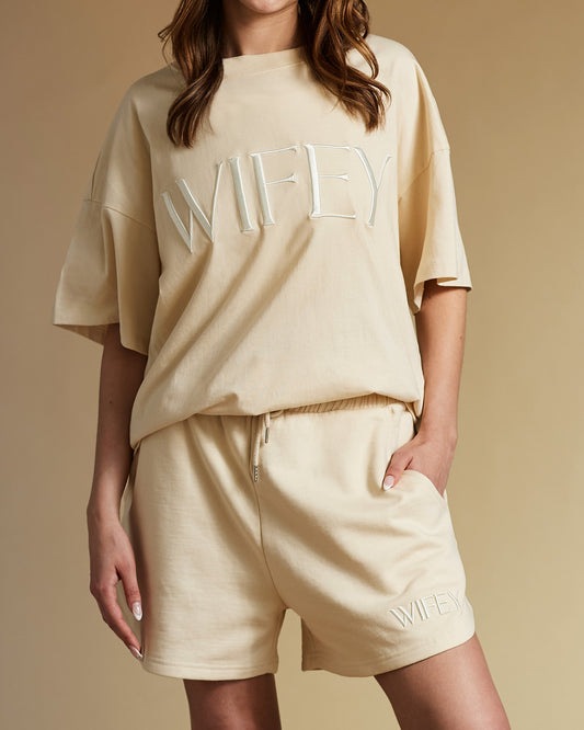 Embroidered WIFEY T-shirt & Shorts Set