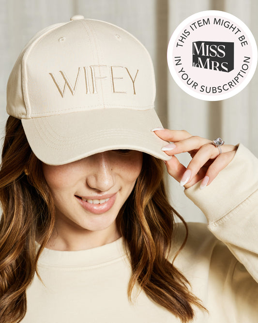 Embroidered WIFEY Baseball Hat - Ivory Cream
