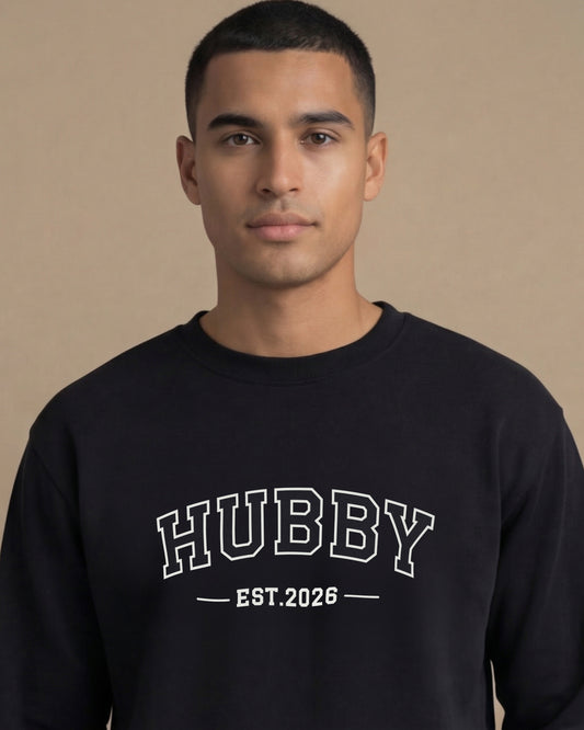 WIFEY & HUBBY Varsity Crewnecks & Joggers Set (Vinyl)