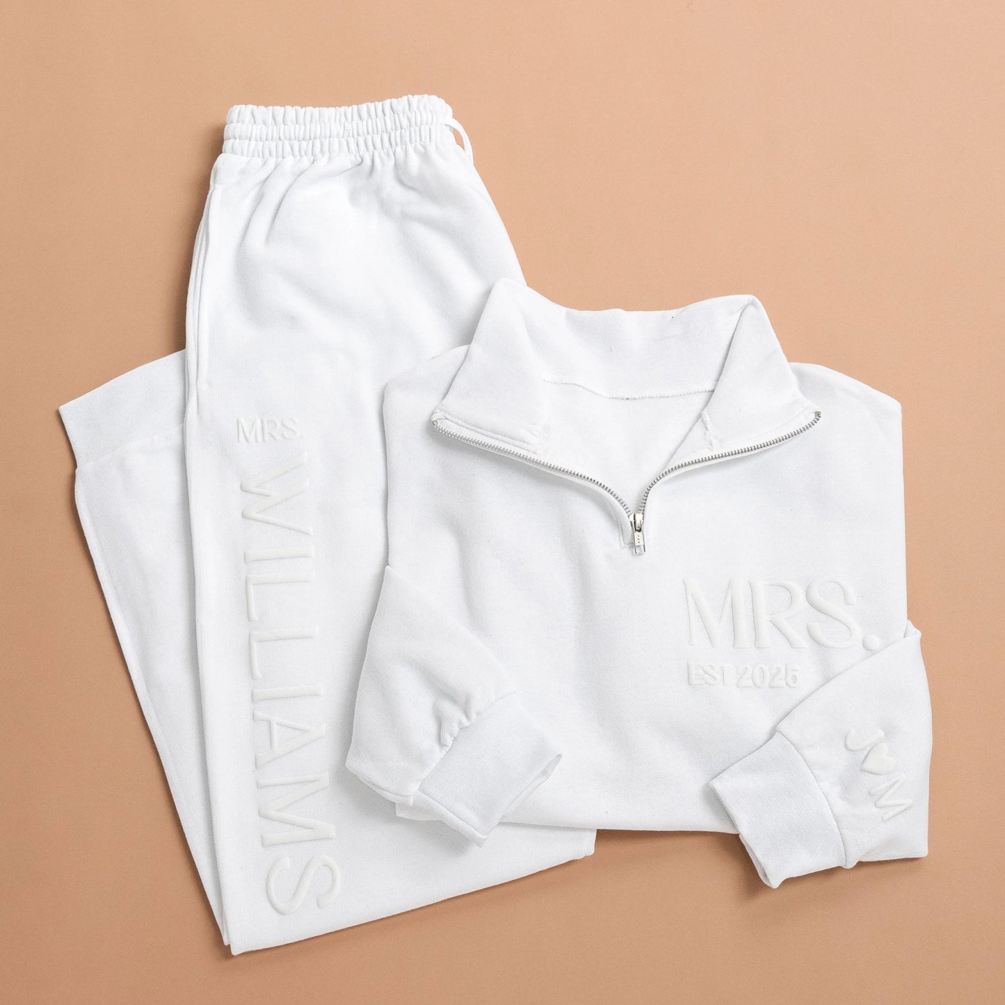 Embossed MR & MRS Quarter Zip/Joggers Sets