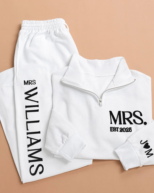 Embossed MRS Quarter Zip & Joggers Set - Contrast