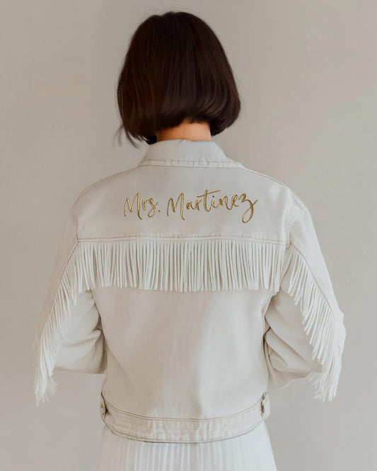 Embroidered Bride Jacket with Fringes