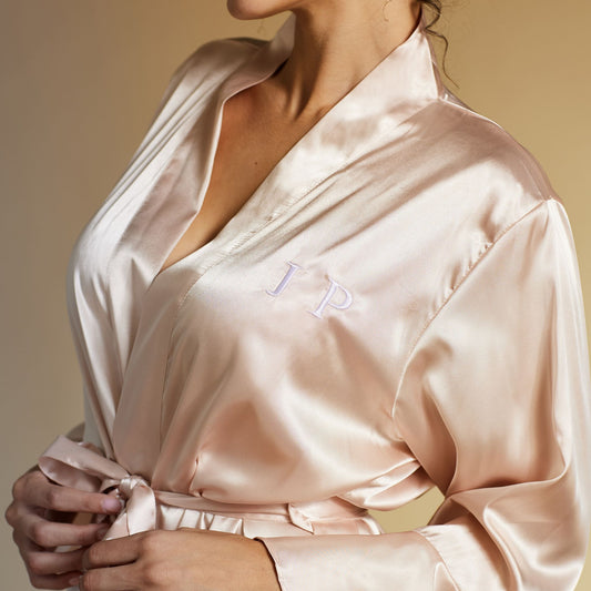 Personalized Luxury Silk Satin Ruffle Robe