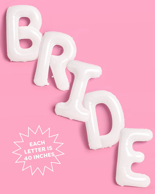 XL BRIDE Balloons | 40" White Matte Mylar Bachelorette Balloons
